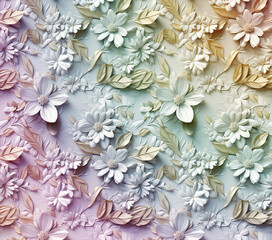 3D Flower Seamless Pattern