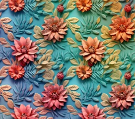 Fototapeten 3D Flower Seamless Pattern © imane