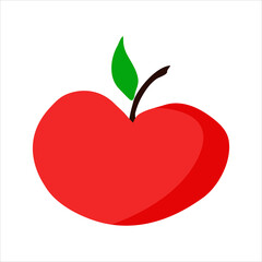 Simple Red Apple in flat style. Hand drawn