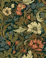 Badezimmer Foto Rückwand Seamless pattern with beautiful flowers in neutral pastel colors, generative ai © Henryzoom