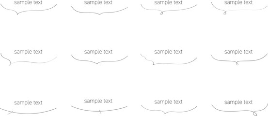 かわいい手書きの下線ふきだしセット フキダシ　吹出し　吹き出し　ベクター　黒　Hand drawn simple black vector speech bubble se