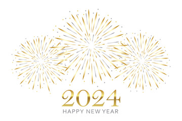 happy new year greeting card 2024 with gold and silver firework vector illustration EPS10