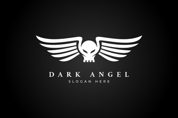 logo skull wing devil dark angel white
