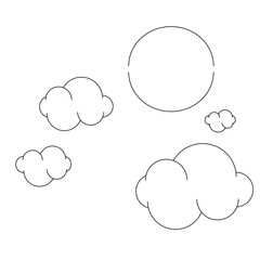 Clouds in the sky in continuous line art drawing style. Minimalist black linear design isolated on white background. Vector illustration
