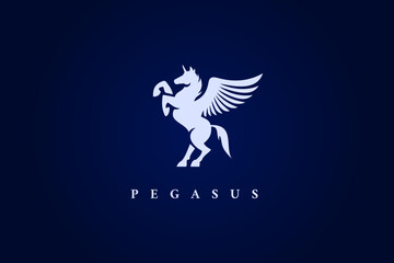 logo pegasus horse wing kirin horn mythical creature legend stand elegant silhouette