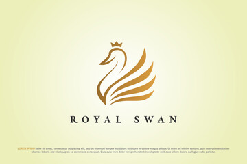 logo swan crown queen royal golden luxury goose © Bayu