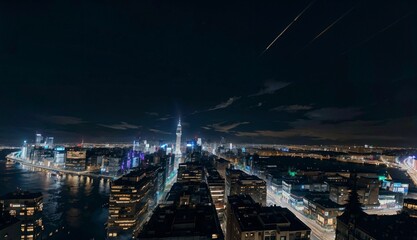 Fototapeta premium The Captivating Beauty of the Capital City's Illuminated Skyline ai generated