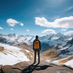 Fototapeta premium hiker on the top of mountain