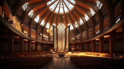 Fototapeta na wymiar Inside of a cathedral. Generative AI