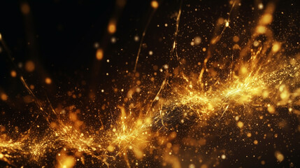 Obraz premium Abstract gold light sparks on black background 