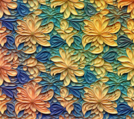 3D Flower Seamless Pattern