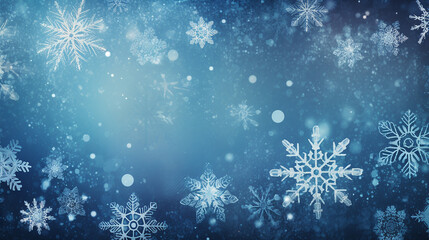 Blue winter banner with snowflakes