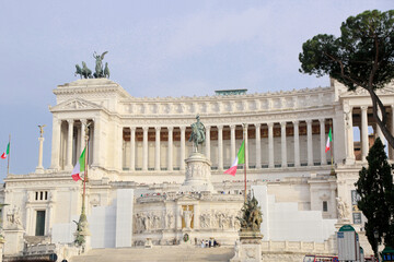 The Venetian square, with Altare della Patria, in a sunny day in Rome