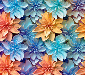 Obraz premium 3D Flower Seamless Pattern