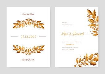 Obraz na płótnie Canvas Elegant vector watercolor floral wedding invitation card template