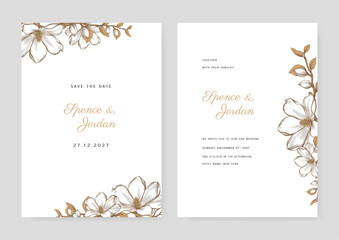 vector elegant minimalistic floral wedding invitation template