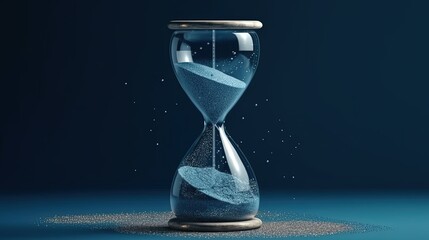 Hourglass with blue sand. Generative AI