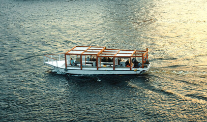Egypt, Cairo - Felucca sailing in the Nile River.