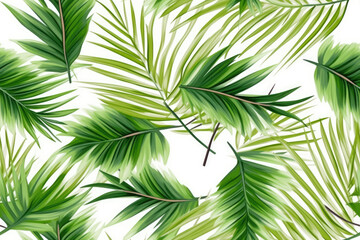 Fototapeta na wymiar palm leaf seamless summer background illustration Generative AI