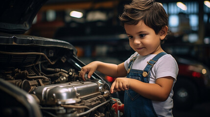 A mechanic working under the hood of a classic car, showcasing the expertise and craftsmanship of skilled laborers Generative AI