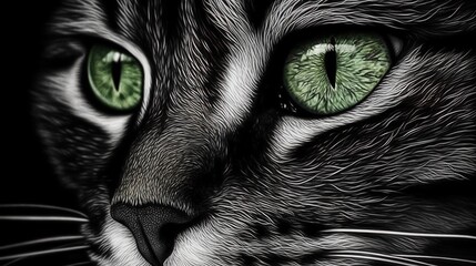 Close-up hypnosis cat's eyes. Cat face. Generative AI