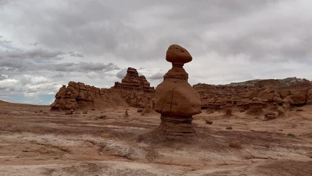 A tall hoodoo in Utah's Goblin Valley - landscape panorama