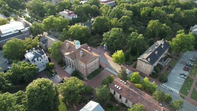 UNC Chapel Hill campus old well drone late summer afternoon North Carolina