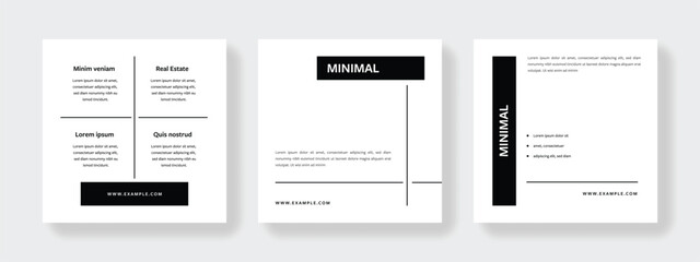 Clean and elegant social media templates pack with magenta background elements. Instagram posts for business with place for photos	