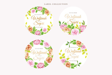 elegant floral and leaves label in vintage style