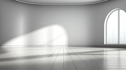white 3D empty room with flat layout plain background and translucent light gray sketch  created with Generative AI Technology