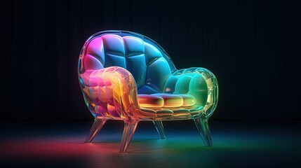 Futuristic colorful armchair. Colorful furniture. Generative AI