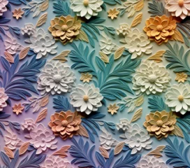 Keuken spatwand met foto 3D Flower Seamless Pattern © imane