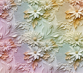 3D Flower Seamless Pattern