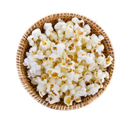 popcorn in basket isolated on transparent png