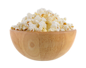 popcorn in wood bowl isolated on transparent png