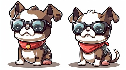 Fototapeta premium Kawaii cute dog sticker. In style of vector illustration. Generative AI