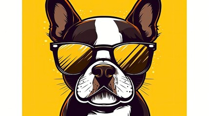 Kawaii cute dog sticker. In style of vector illustration. Generative AI