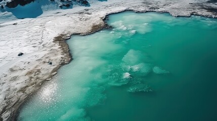 Bird's eye view on turquoise crystal water. Generative AI