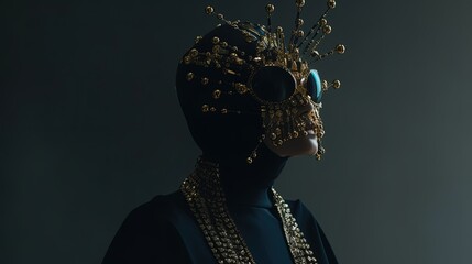 Sci-fi no-face high fashion creature. Generative AI