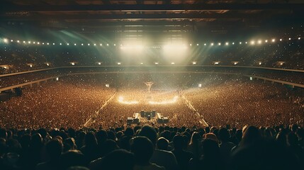 A crowd of people at a stadium rock concert, Generative AI
