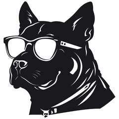 Cool Pug Dog with sunglasses, isolated in white background, vector illustration.