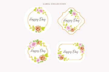elegant floral and leaves label in vintage style