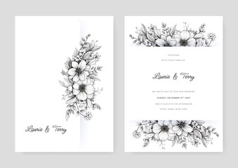 watercolor elegant floral wedding invitation vector template