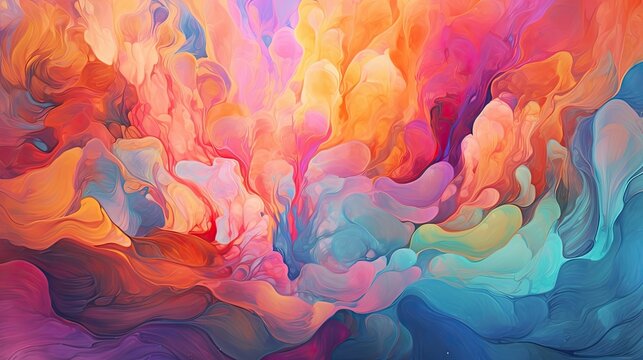 A captivating fusion of fluid colors unfolds before your eyes in this abstract masterpiece