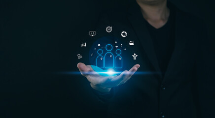 Relationship management ,CRM customer behavior Marketing plans and strategies personal marketing strategy business technology social media concepts digital marketing network communication internet