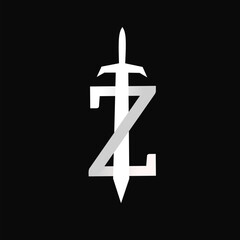 Illustration vector graphic of template logo symbol sword combination letter Z