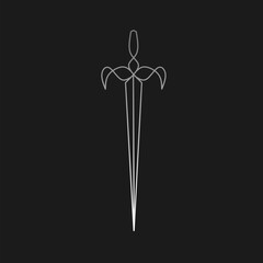Illustration vector graphic of symbol logo sword design monoline style 