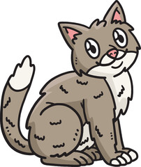Cat Animal Cartoon Colored Clipart Illustration