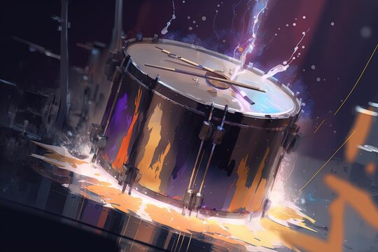 Futuristic magical drum. Generative AI