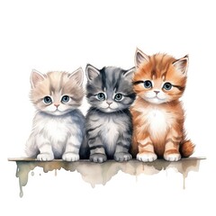 Three cute kittens on a white background